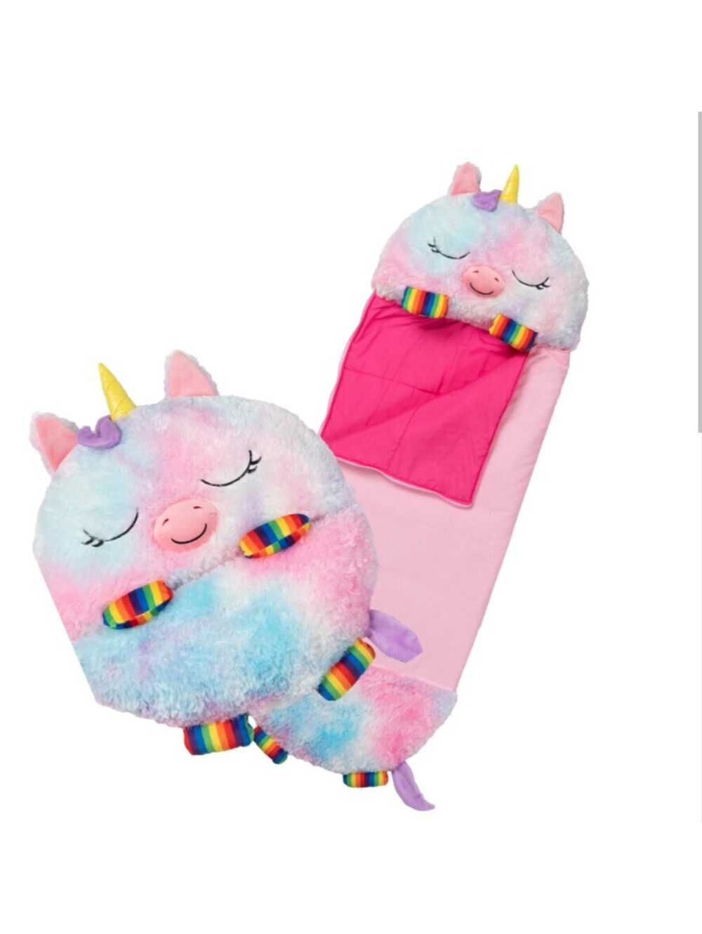 Happy Nappers Rainbow Unicorn Pillow & Sleeping Sack, Medium 54x20, Factory Seal